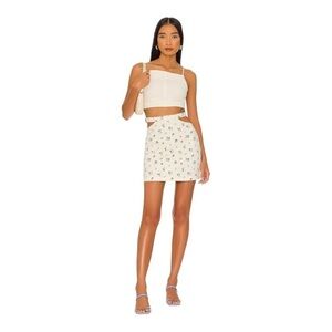 WeWoreWhat Cut Out Skirt in Ivory Watercolor Ditsy NWT